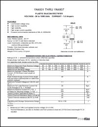 1N4003 datasheet: Plastic silicon rectifier. Max recurrent peak reverse voltage 200 V. Max average forward rectified current 1.0 A. 1N4003