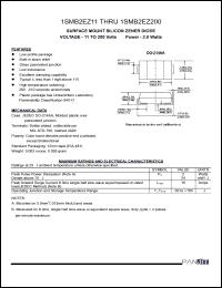 1SMB2EZ14 datasheet: Surface mount silicon zener diode. Nominal zener voltage Vz = 14.0 V. Test current Izt = 35.7 mA 1SMB2EZ14