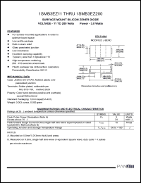 1SMB3EZ15 datasheet: Surface mount silicon zener diode. Power 3.0 Watts. Nominal zener voltage Vz = 15 V. Test current Izt = 50 mA 1SMB3EZ15