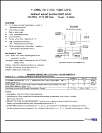 1SMB5930 datasheet: Surface mount silicon zener diode. Power 1.5 Watts. Nominal zener voltage Vz = 16 V. Test current Izt = 23.4 mA 1SMB5930