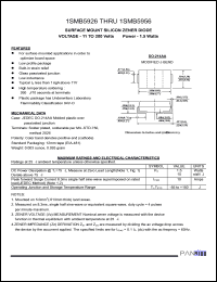 1SMB5937 datasheet: Surface mount silicon zener diode. Power 1.5 Watts. Nominal zener voltage Vz = 33 V. Test current Izt = 11.4 mA 1SMB5937