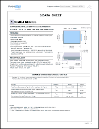 1.5SMCJ30 datasheet: Surface mount transient voltage suppressor. 1500W peak power pulse. Vrmv = 30V; Vbr(min/max) = 33.3/42.2V @ It = 1.0mA; Ir(@ Vrwm) = 5uA; Vc = 53.5V, @ Ipp = 28.0A 1.5SMCJ30