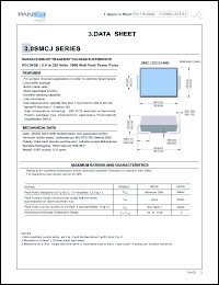 3.0SMCJ6.5 datasheet: Surface mount transient voltage suppressor. Peak power pulse 3000 Watt. Vrwm = 6.5 V. Vbr(max/min) =  7.22/9.14 V @ It = 10 mA. Ir = 500 uA @ Vrwm. Vc = 12.3 V @ Ipp = 243.9 A. 3.0SMCJ6.5