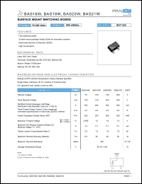BAS21W datasheet: Surface mount switching diode. Reverse voltage 200 V. Rectified current 200 mA. BAS21W
