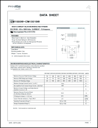 CM15010W datasheet: High current silicon bridge rectifier. Max recurrent peak reverse voltage 1000V. Max average forward current 15.0A CM15010W