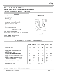 ED1004CS datasheet: DPAK surfase mount super fast recovery rectifier. Max recurrent peak reverse voltage 400V. Max average forward rectified current (Tc=75degC) 10.0A. ED1004CS