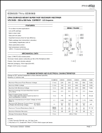 ED502S datasheet: DPAK surfase mount super fast recovery rectifier. Max recurrent peak reverse voltage 200V. Max average forward rectified current (Tc=75degC) 5.0A. ED502S