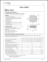 ER3J datasheet: Surface mount rectifier. Max recurrent peak reverse voltage 600V. Max average forward rectified current 3.0 A. ER3J