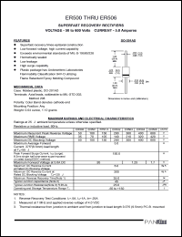 ER501 datasheet: Superfast recovery rectifier. Max recurrent peak reverse voltage 100V. Max average forward current 5.0 A. ER501