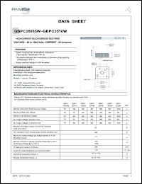 GBPC3501W datasheet: High current silicon bridge rectifier. Max recurrent peak reverse voltage 100 V. Max average forward current for resistive load at Tc=55degC 35 A. GBPC3501W