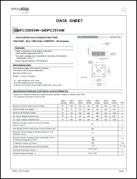 GBPC3508W datasheet: High current silicon bridge rectifier. Max recurrent peak reverse voltage 800 V. Max average forward current for resistive load at Tc=55degC 35 A. GBPC3508W