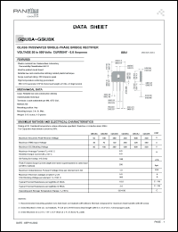 GBU8B datasheet: Glass passivated single-phase bridge rectifier. Max recurrent peak reverse voltage 100 V. Max average forward rectified output current: at Tc=100degC 8.0 A, at Ta=40degC 6.0 A. GBU8B