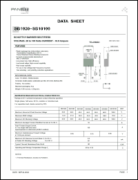 SB1030 datasheet: Schottky barrier rectifier. Max recurrent peak reverse voltage 30.0 V. Max average forward rectified current at Tc = 90degC  10 A. SB1030