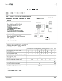 SB1060DC datasheet: DDPak surfase schottky barrier rectifier. Max recurrent peak reverse voltage 60 V. Max average forward rectified current at Tc = 100degC  10 A. SB1060DC