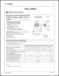 SB10100DC datasheet: DDPak surfase schottky barrier rectifier. Max recurrent peak reverse voltage 100 V. Max average forward rectified current at Tc = 100degC  10 A. SB10100DC