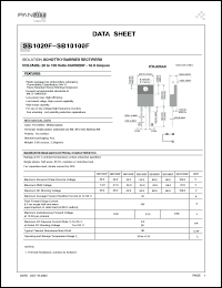 SB1030F datasheet: Isolation schottky barrier rectifier. Max recurrent peak reverse voltage 30 V. Max average forward rectified current at Tc = 90degC  10 A. SB1030F