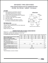SB1650DC datasheet: DDPak surfase mount schottky barrier rectifier. Max recurrent peak reverse voltage 50 V. Max average forward rectified current at Tc = 90degC  16.0 A. SB1650DC