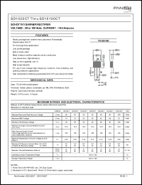 SD1020CT datasheet: Schottky barrier rectifier. Max recurrent peak reverse voltage 20 V. Max average forward rectified current at Tc = 75degC  10.0 A. SD1020CT