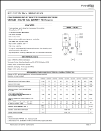 SD1040YS datasheet: DPak surfase mount schottky barrier rectifier. Max recurrent peak reverse voltage 40 V. Max average forward rectified current at Tc = 75degC  10.0 A. SD1040YS