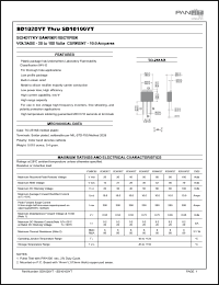 SD1060YT datasheet: DPak surfase mount schottky barrier rectifier. Max recurrent peak reverse voltage 60 V. Max average forward rectified current at Tc = 75degC  10.0 A. SD1060YT