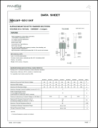 SD360T datasheet: Surfase mount schottky barrier rectifier. Max recurrent peak reverse voltage 60 V. Max average forward rectified current at Tc = 75degC  3 A. SD360T