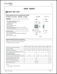 SD3100T datasheet: Surfase mount schottky barrier rectifier. Max recurrent peak reverse voltage 100 V. Max average forward rectified current at Tc = 75degC  3 A. SD3100T