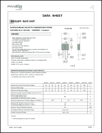 SD530T datasheet: Surfase mount schottky barrier rectifier. Max recurrent peak reverse voltage 30 V. Max average forward rectified current at Tc = 75degC  5 A. SD530T