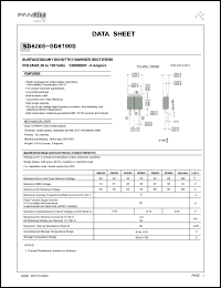 SD860S datasheet: Surfase mount schottky barrier rectifier. Max recurrent peak reverse voltage 60 V. Max average forward rectified current at Tc = 85degC  8.0 A. SD860S