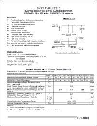 SK26 datasheet: Surfase mount schottky barrier rectifier. Max recurrent peak reverse voltage 60 V. Max average forward rectified current 2.0 A. SK26