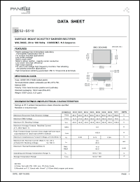 SK52 datasheet: Surfase mount schottky barrier rectifier. Max recurrent peak reverse voltage 20 V. Max average forward rectified current 5.0 A. SK52