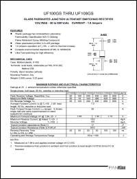 UF106GS datasheet: Ultrafast switching rectifier. Peak reverse voltage 600 V. Average forward current 1.0 A. UF106GS