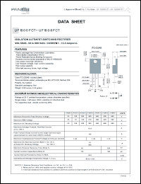 UF1600FCT datasheet: Isolation ultrafast switching rectifier. Max recurrent peak reverse voltage 50 V. Max average forward rectified current at Tc = 100degC 16.0 A. UF1600FCT
