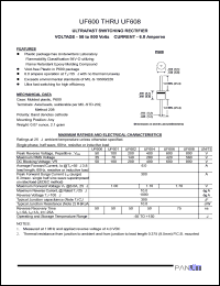 UF604 datasheet: Ultrafast switching rectifier. Peak reverse voltage 400 V. Average forward current 6.0 A. UF604