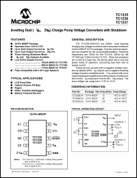 TC1236EUNTR datasheet: Inverting dual (Vin, 2Vin) charge pump voltage converters with shutdown, 35KHz TC1236EUNTR