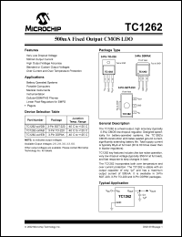 TC1262-50VEBTR datasheet: 500mA fixed output CMOS LDO, 5.0V TC1262-50VEBTR