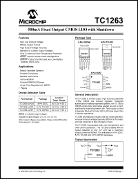 TC1263-50VET datasheet: 500mA fixed output CMOS LDO with shutdown, 5.0V TC1263-50VET