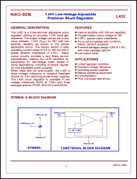 L432VA datasheet: 1.24V low-voltage adjustable precision shunt regulator, tolerance 0.5% L432VA