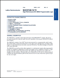 MACH120-18JI datasheet: High-performance EE CMOS programmable logic, 48 macrocells, 48 outputs, 48 flip-flops; 4 clock choices, 18ns MACH120-18JI