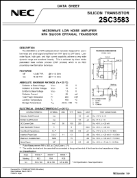 2SC3583 datasheet: NPN transistor for microwave low noise amplifier 2SC3583