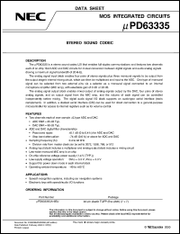 uPD63335GA-9EU datasheet: Stereo sound codec for speech recognition systems, including car navigation systems and electronic toys with speech/audio I/O functions uPD63335GA-9EU