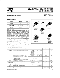 BTB24-600CW datasheet: Triac, 25A, sensitivity 35 mA, 600V BTB24-600CW