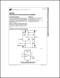 LM3080N datasheet: Operational transconductance amplifier LM3080N