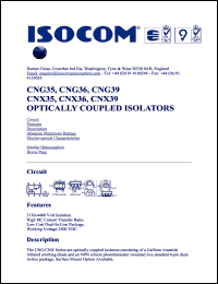 CNX36 datasheet: Optically coupled isolators CNX36