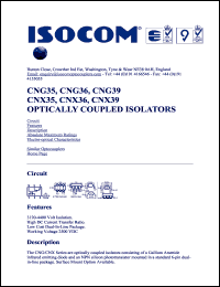 CNX39 datasheet: Optically coupled isolators CNX39