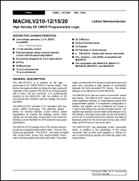 MACHLV210-18JI datasheet: High density EE CMOS programmable logic, 64 macrocells, 32 outputs, 64 flip-flops; 2 clock choices, 18ns MACHLV210-18JI