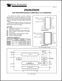 ZN449E datasheet: 8-bit microprocessor compatible A-D converter, linearity error 1 LSB ZN449E