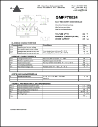 GMFF70024 datasheet: 240 A  fast recovery diode module GMFF70024