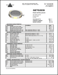 GETG2039 datasheet: 1600 V  phase controlled SCR GETG2039