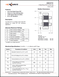 HWC27YC datasheet: 3.5 W C-band power FET via hole chip HWC27YC