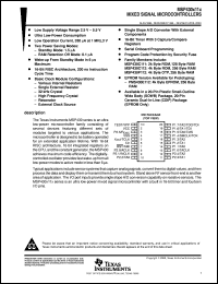 MSP430P112IDW datasheet:  16-BIT RISC-LIKE ULTRA-LOW-POWER MICROCONTROLLER W/6 US WAKEUP, WATCHDOG TIMER - NO LCD DRIVER MSP430P112IDW